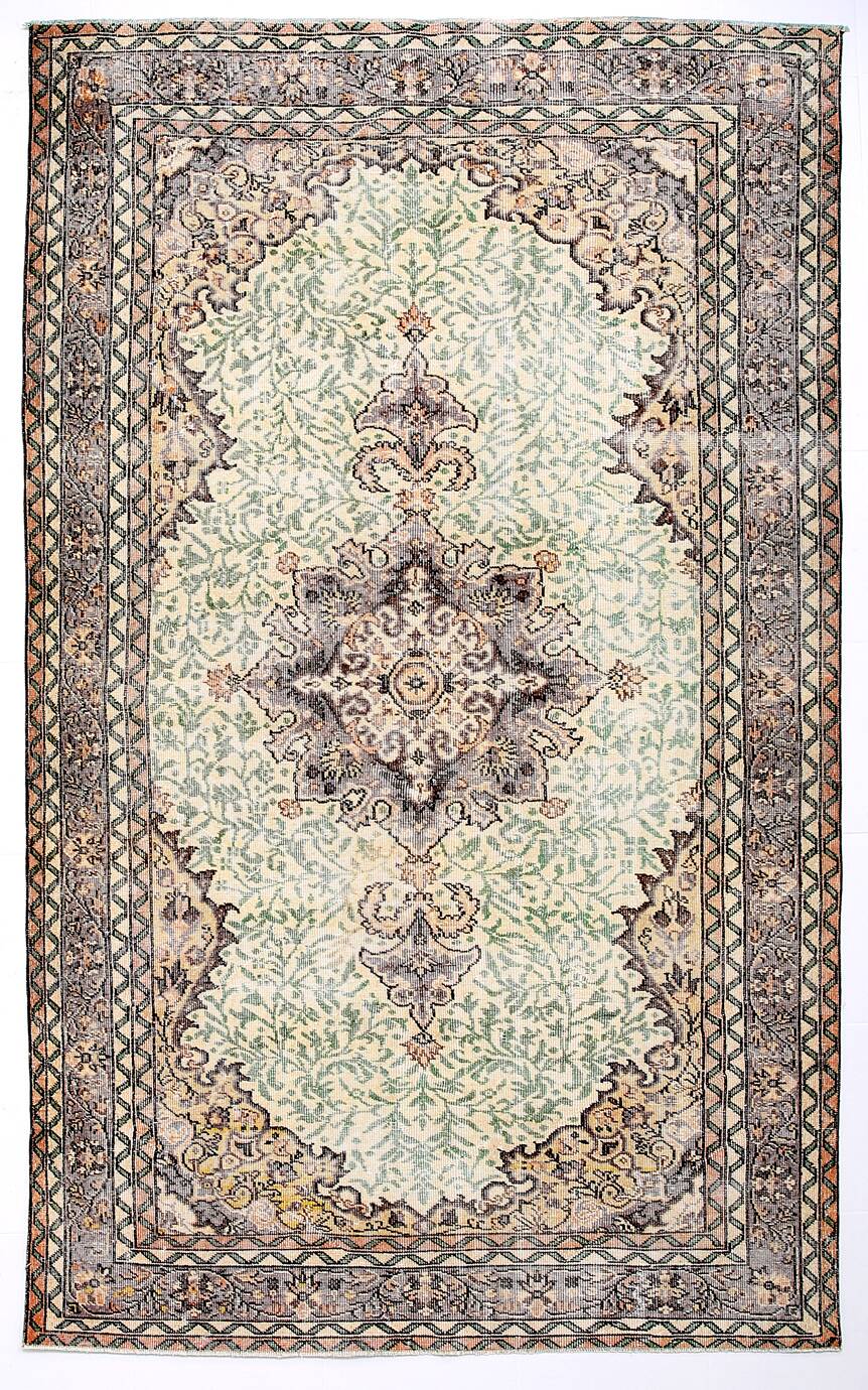 6x9 Sage Green Classic Pattern Turkish Vintage Rug, 170x281 Cm