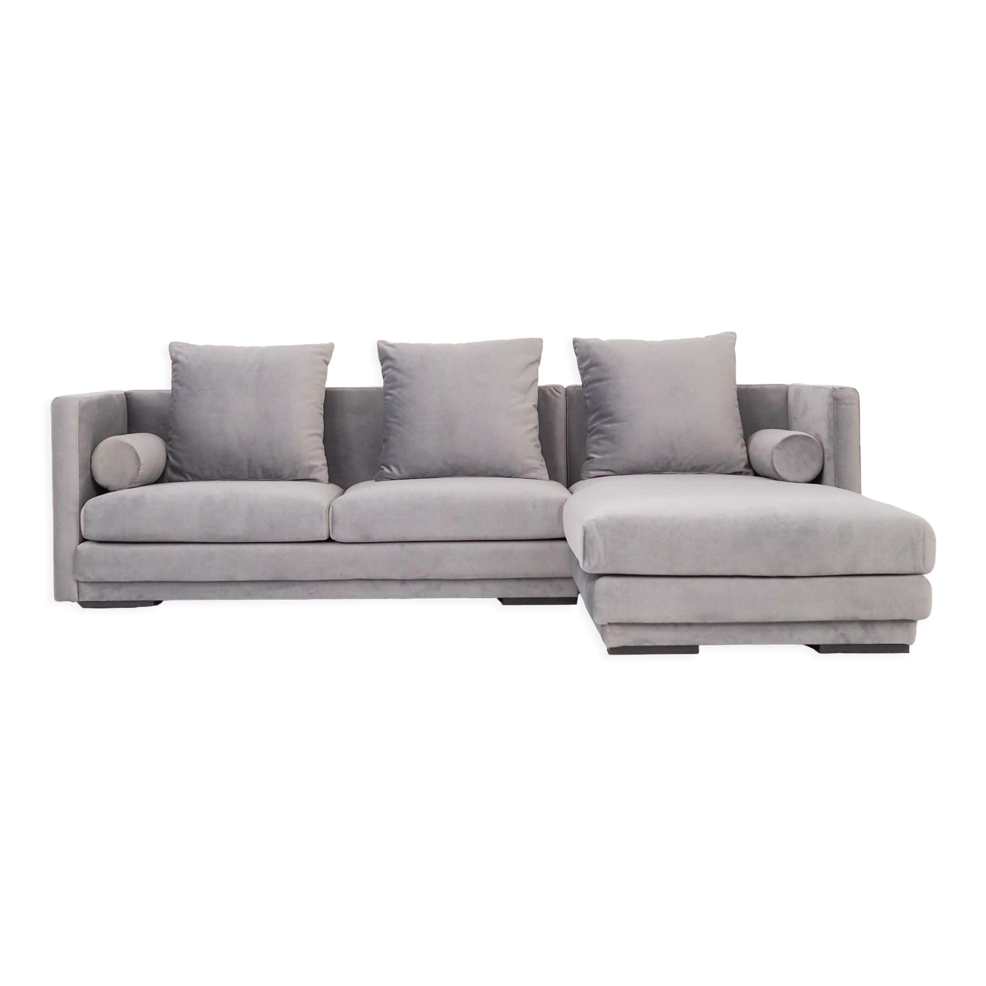 Canapé d’angle malmo argent velour, design scandinave