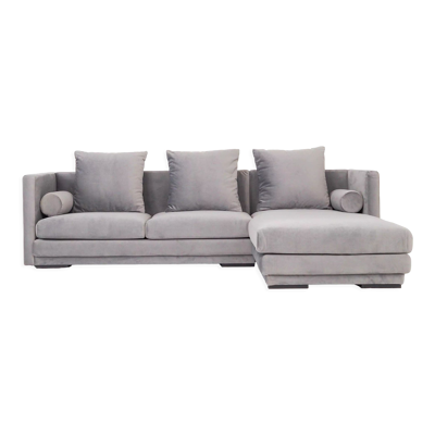 Canapé d’angle malmo argent velour, design scandinave