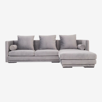 Corner sofa malmo silver velour, scandinavian design