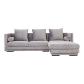 Canapé d’angle malmo argent velour, design scandinave