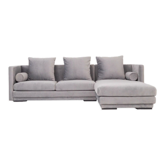 Corner sofa malmo silver velour, scandinavian design