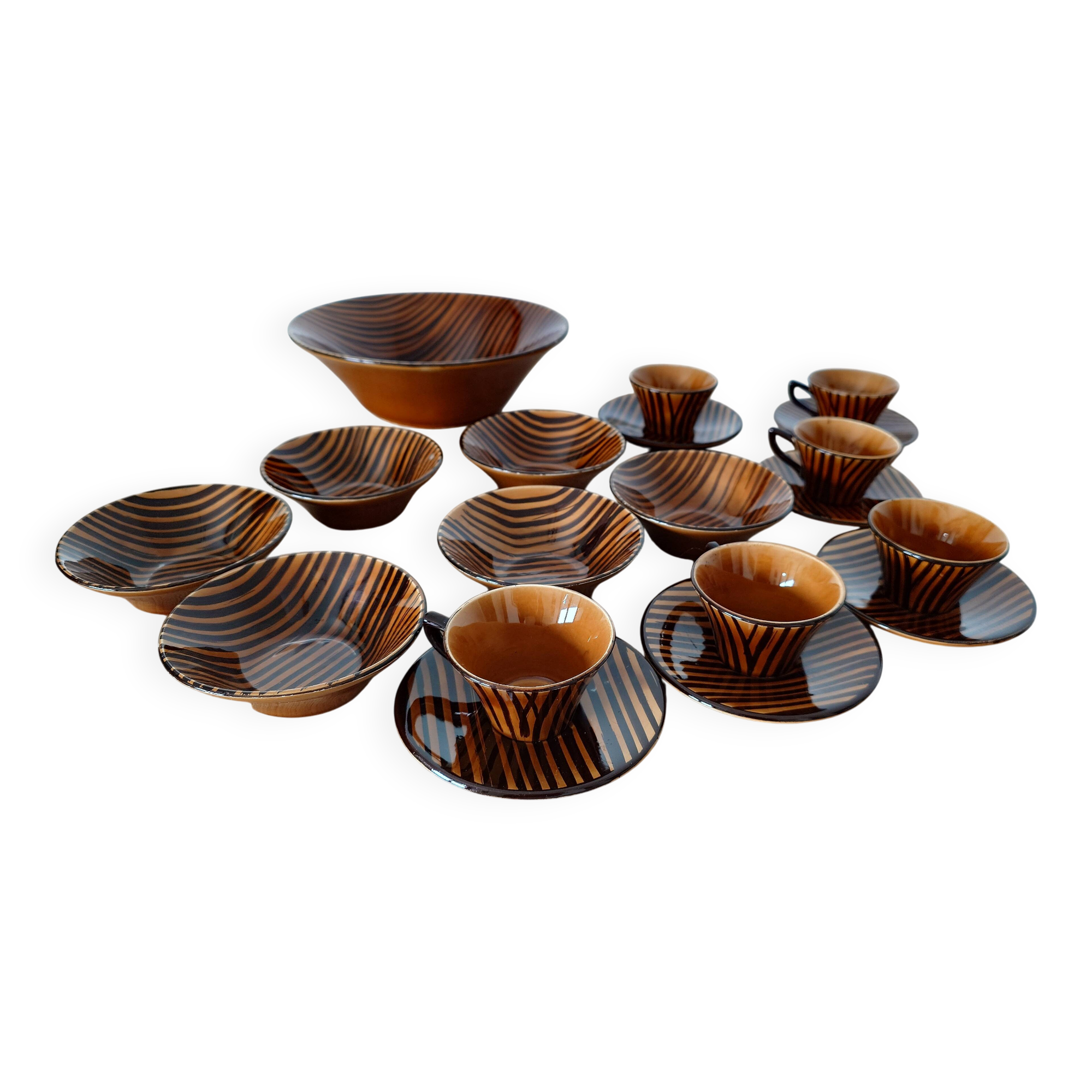 Grand vintage Sarreguemines Domino service – 19 pieces – French design