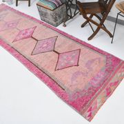 3x12 Pink Persian Vintage Runner Rug, 92x355Cm SK 18193