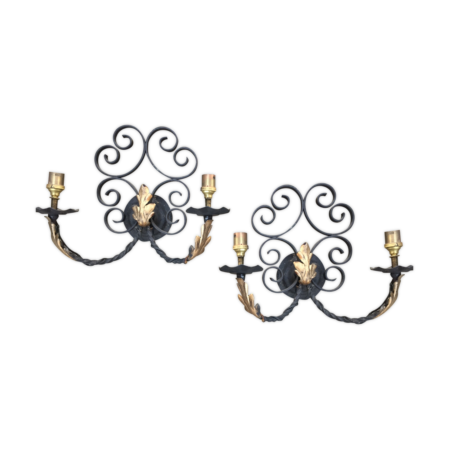Paire d'appliques en fer forgé