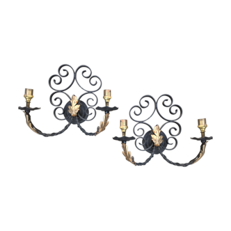 Pair of wrought iron sconces