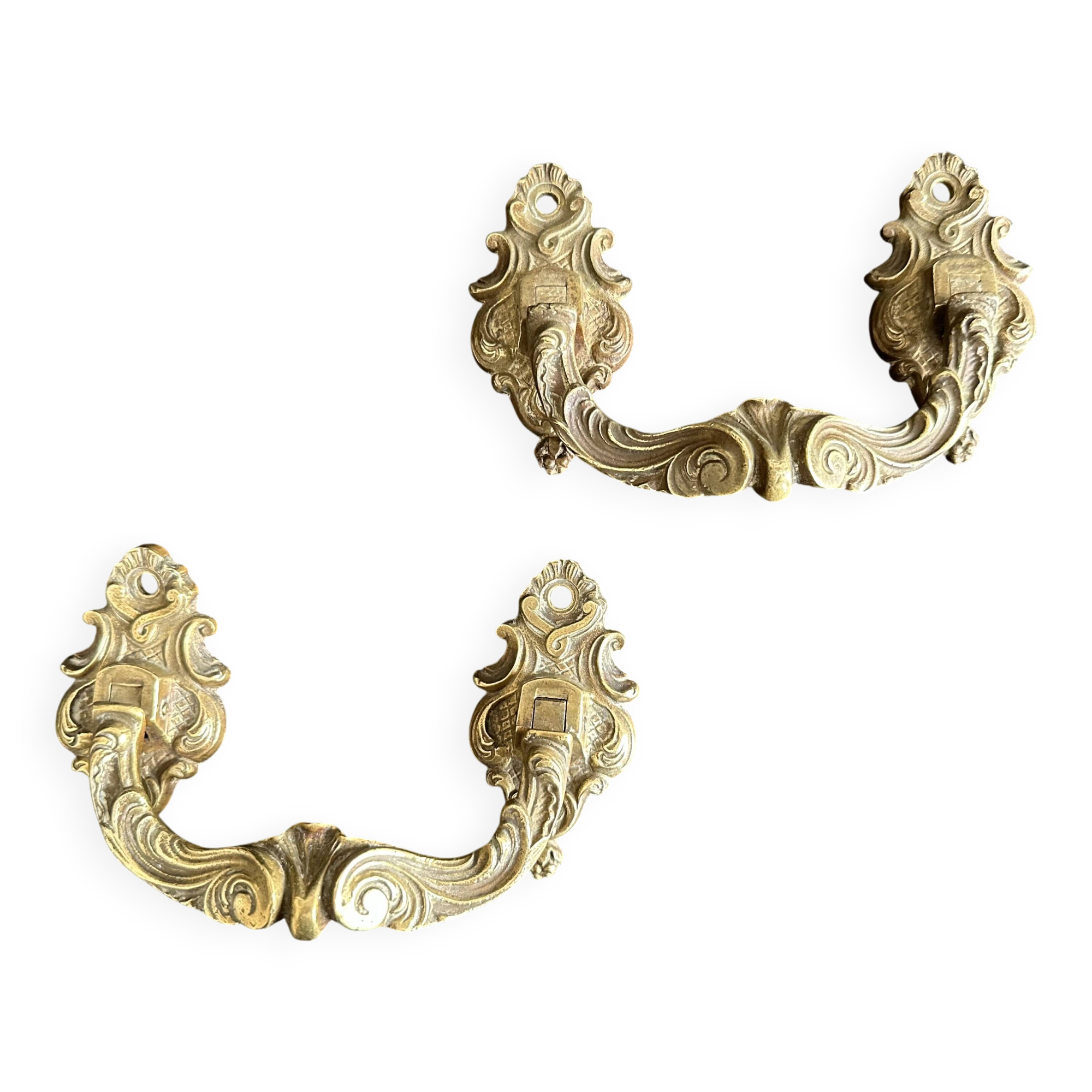 Pair of large antique bronze handles, L. Pinet 19th century