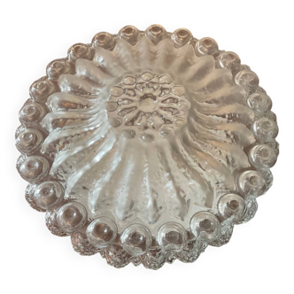 Vintage ceiling or wall light in molded glass from the 70s