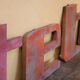 Letter to sign vintage metal 'E '.