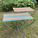 Tabouret pliant camping vintage , toile rayée