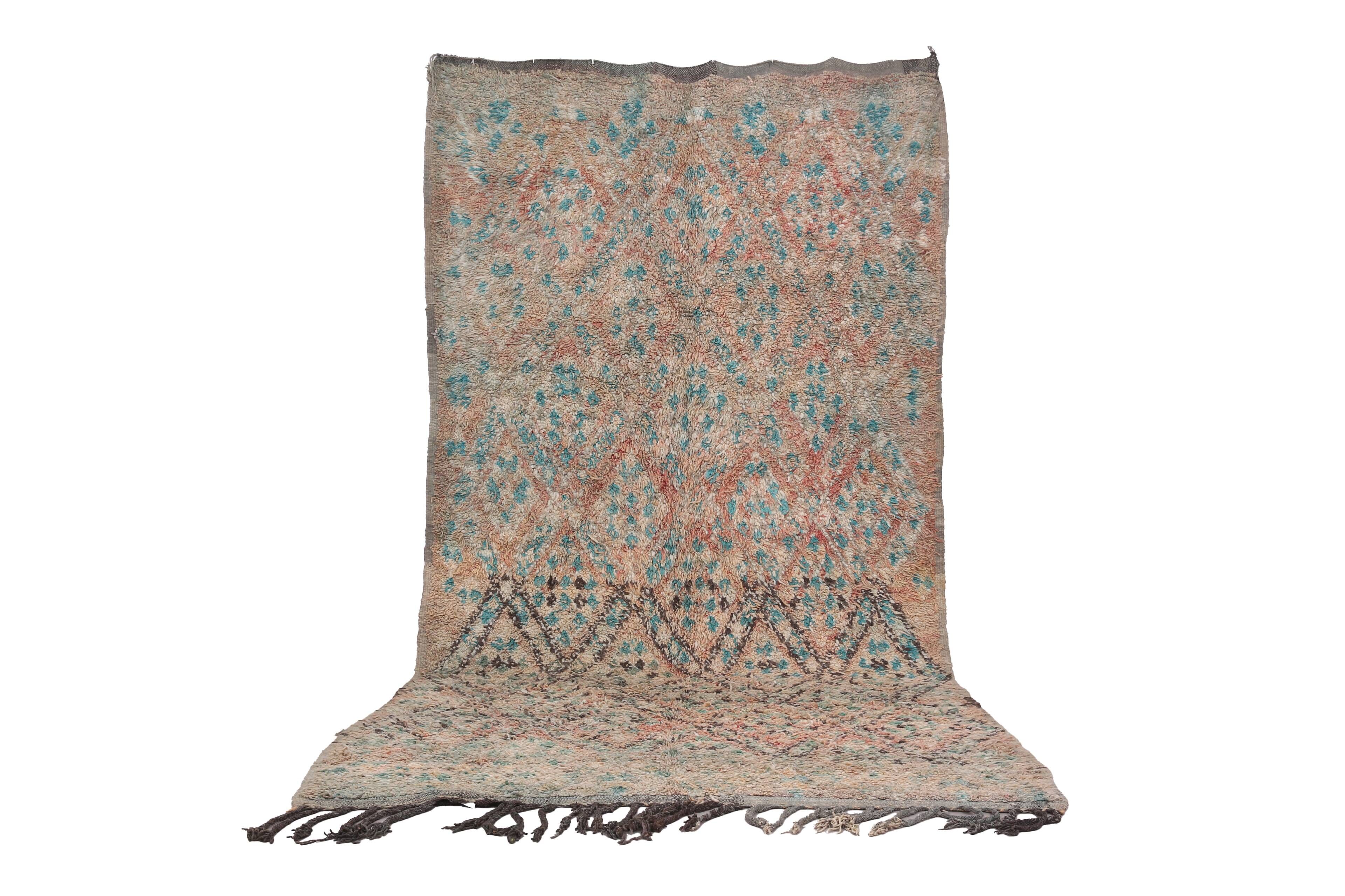 Tapis en laine marocain vintage 173 x 339 cm - Tapis fait main berbère style bohème