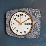 Vintage clock rectangular silent wall clock "Golden Blue Spotlight"