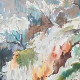 René LEVERD: Switzerland, on the road to Bouveret, Original signed watercolor