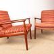 Pair of Danish armchairs in solid teak and fabric, Svend Aage Eriksen 1960.