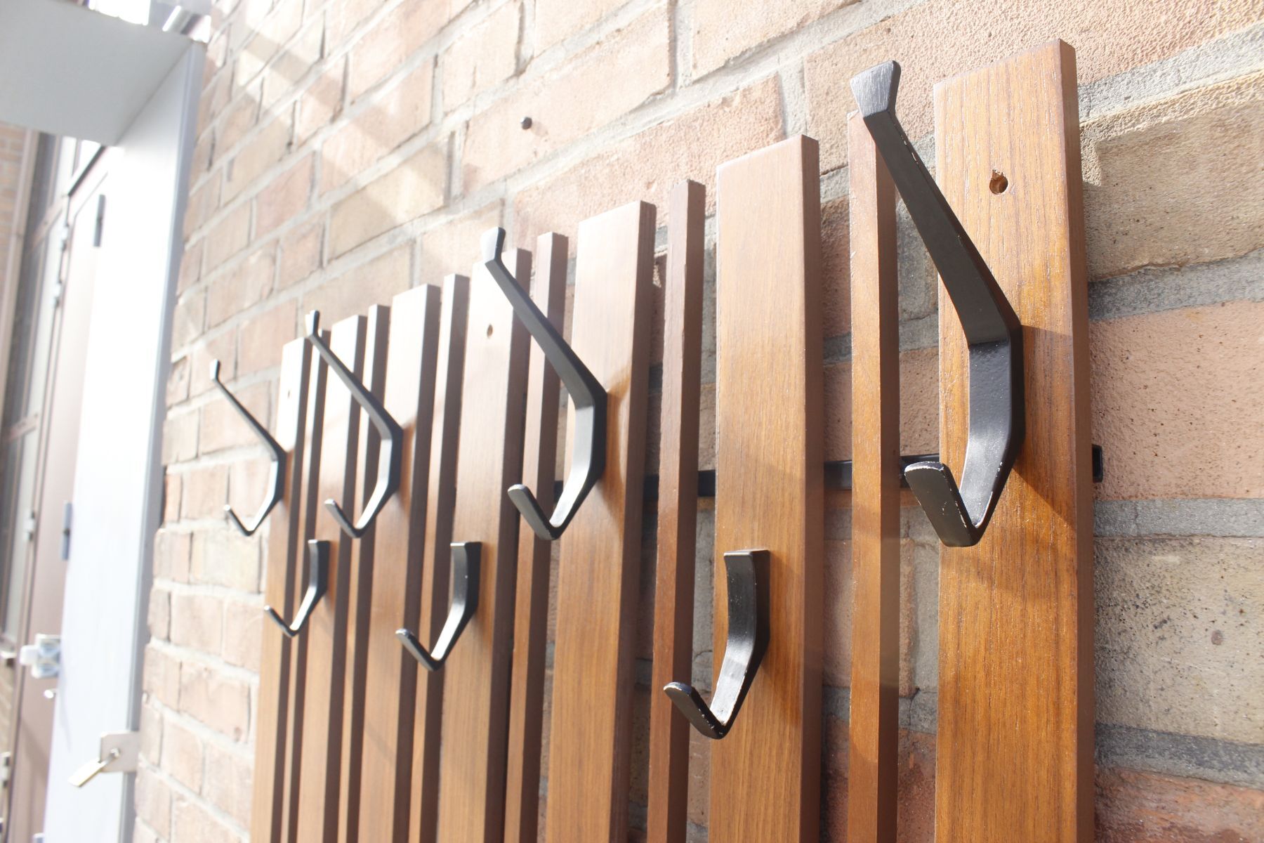 Vintage wall dressing coat hanger in Teck and Steel, Denmark, 1950s