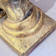 Paire de serre-livres vintage en bronze formant mains en prière dorées