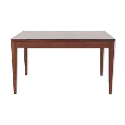 Table basse moderne scandinave de rectangle de bois de rose, années 60