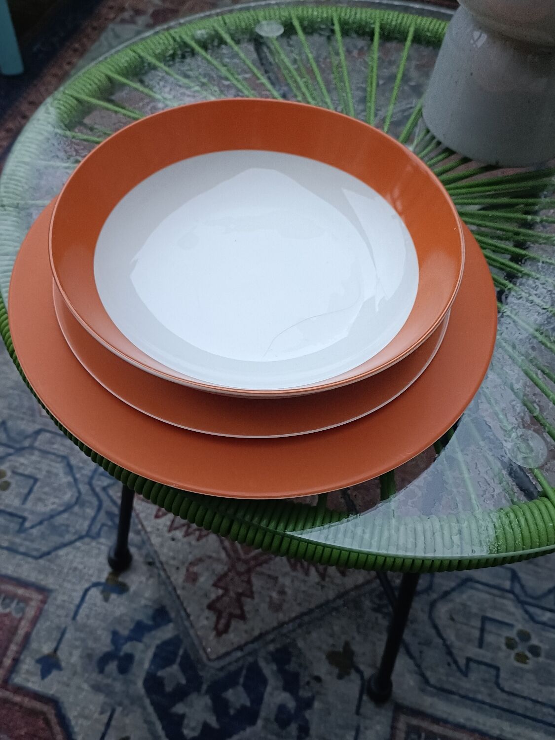 Orange Limoges porcelain plates
