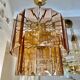 Veca chandelier glass structure brass, Spain 1960