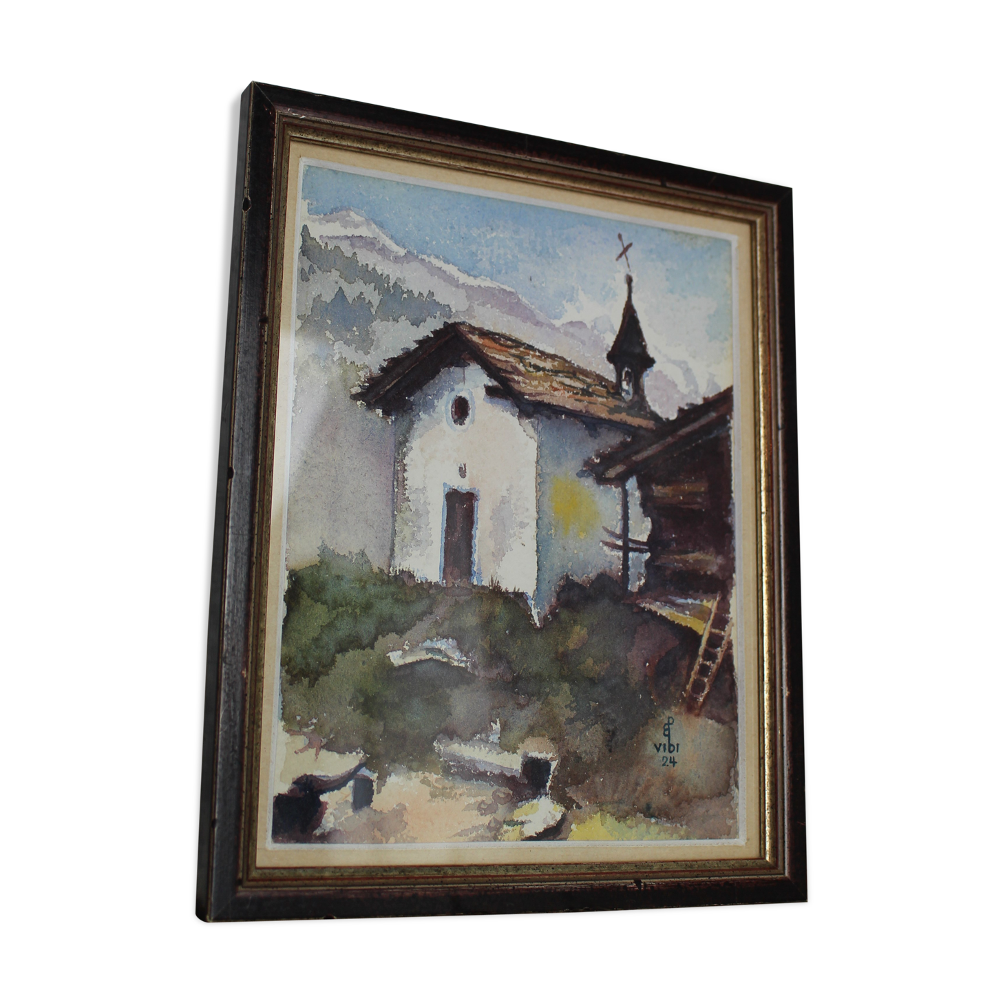 Watercolor "small mountain chapel"