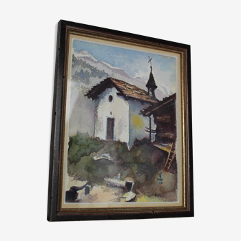Watercolor "small mountain chapel"