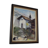 Aquarelle "petite chapelle de montagne"