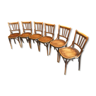 6 chaises bistrot, Baumann, circa 1950