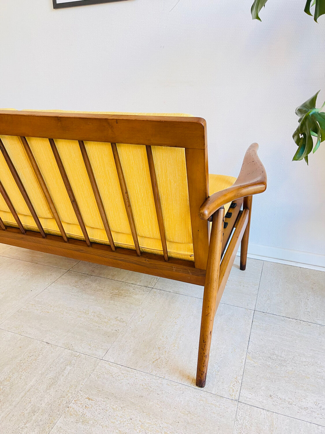 Scandinavian teak banquette for two, circa 1960.