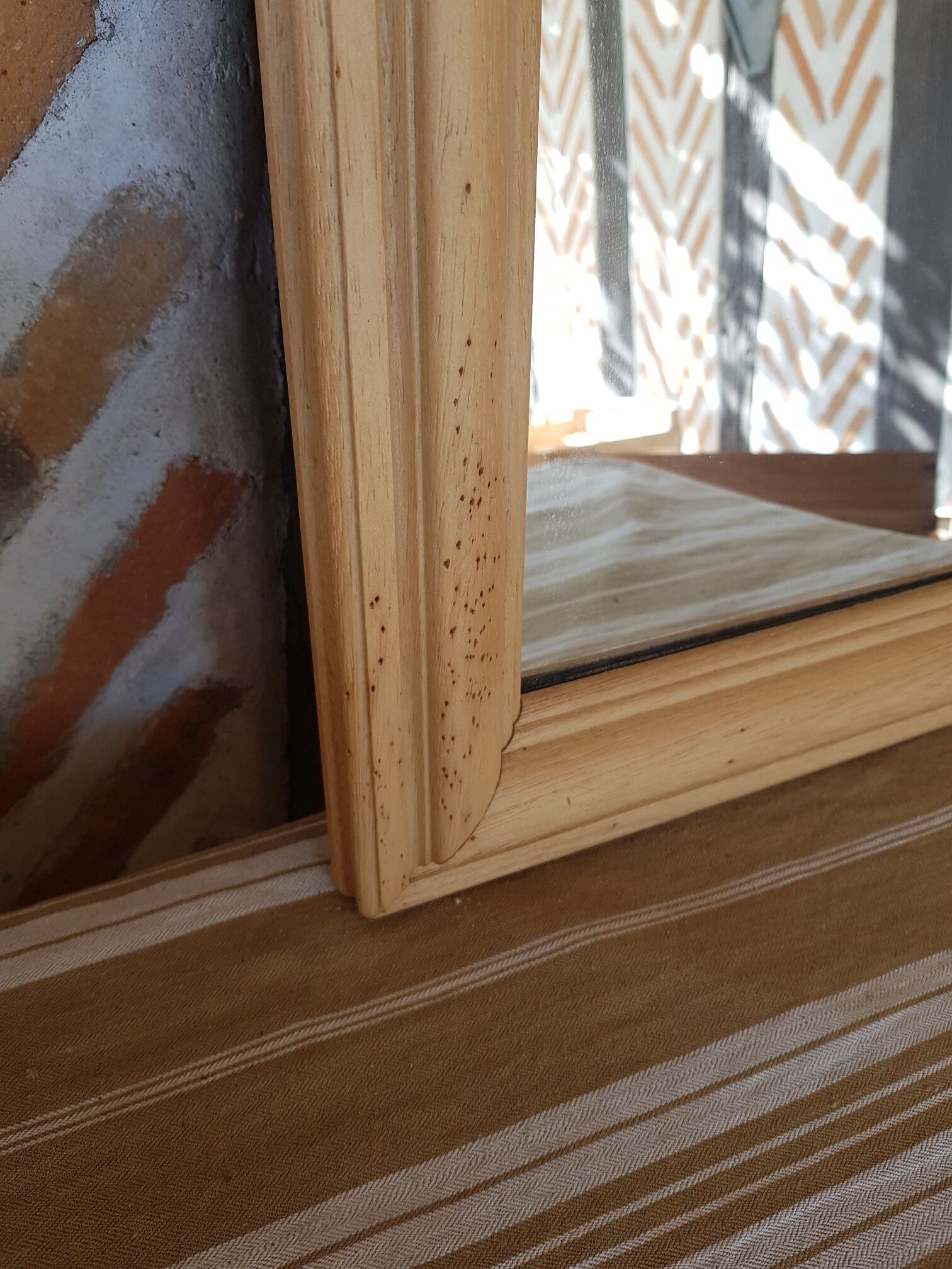 Rectangular mirror solid sandblasted beech 43x76cm