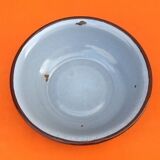 Bassine tôle émaillée gris avec liseré marron années 1940