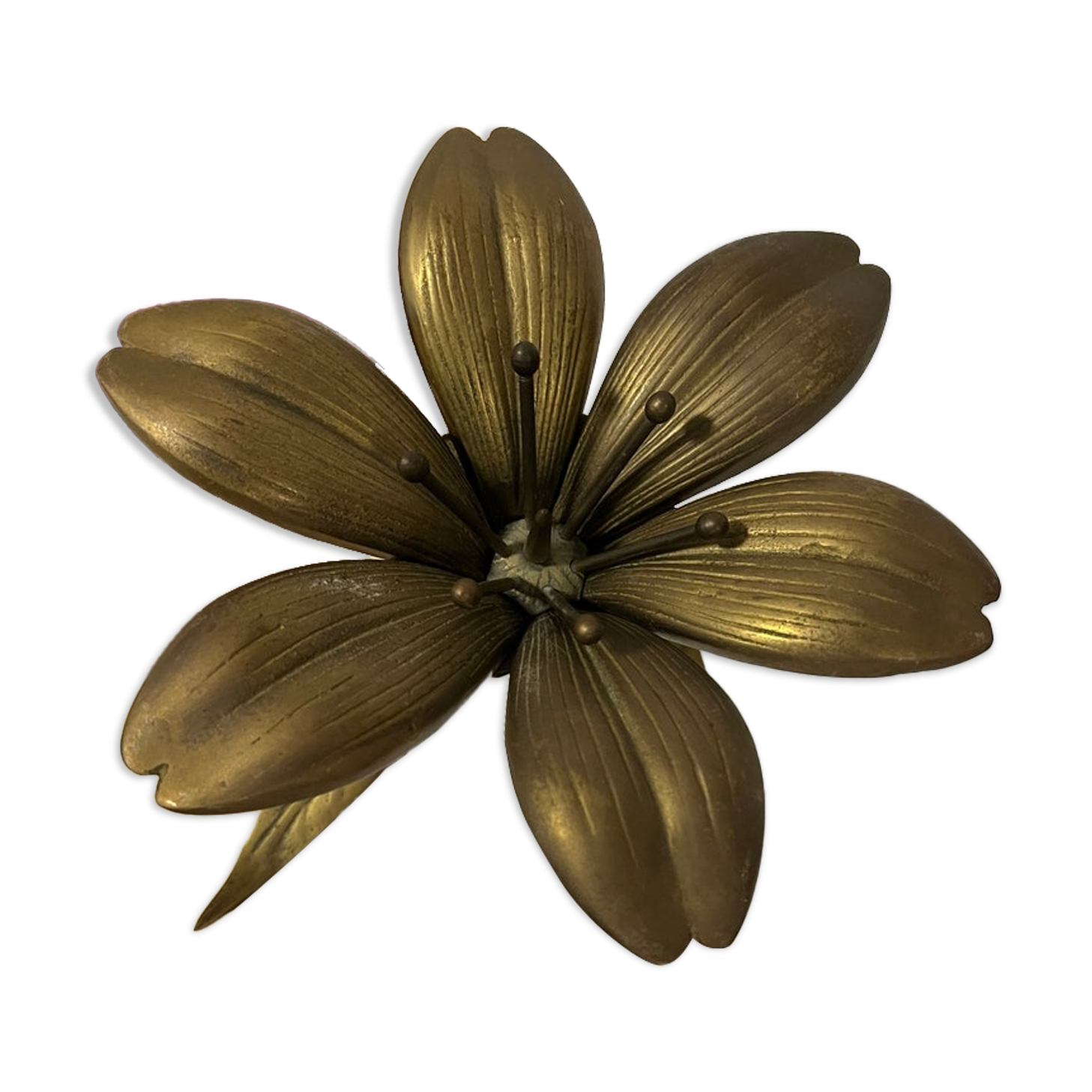 Vintage brass metal ashtray flower
