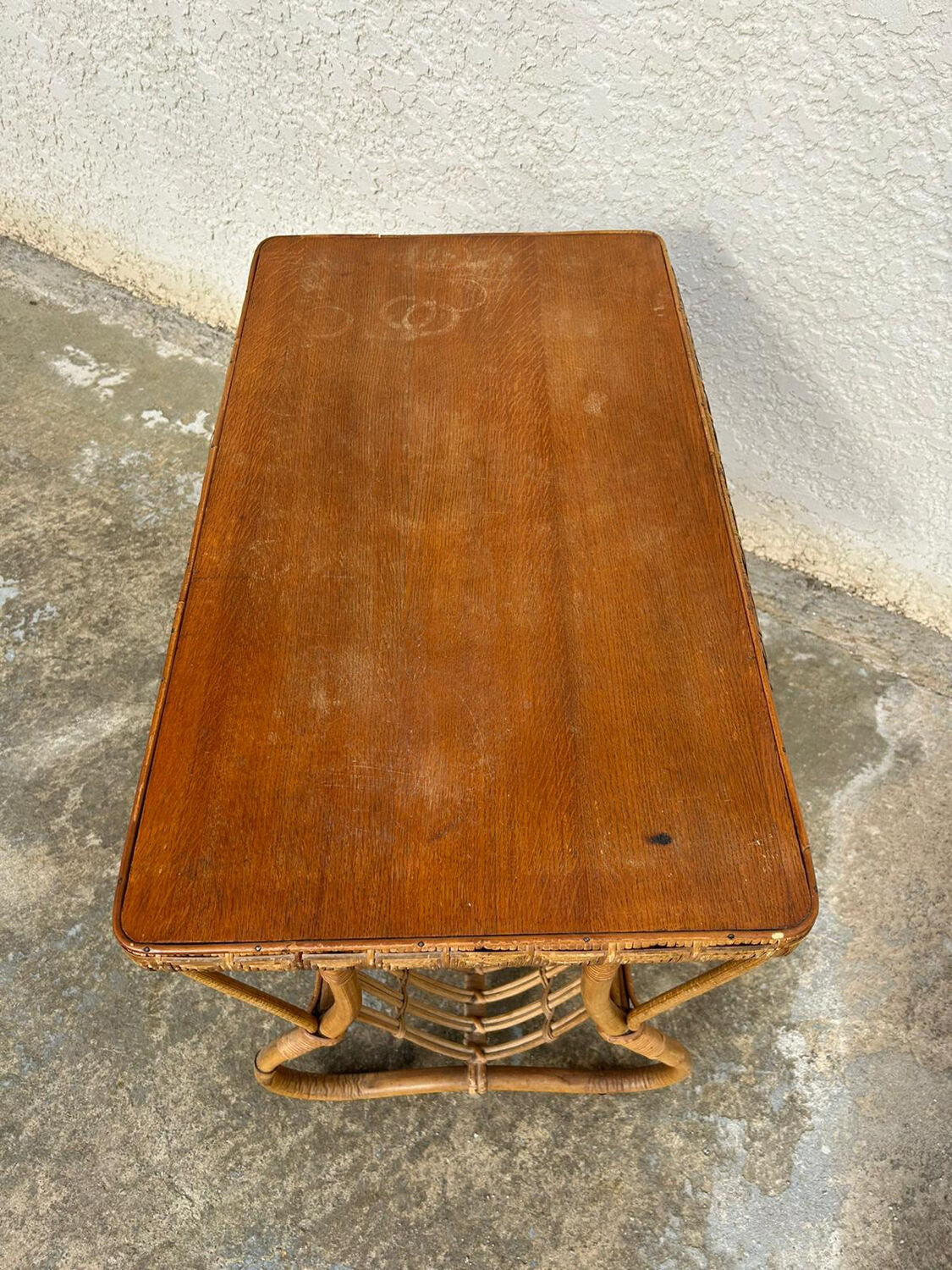Vintage rattan magazine table