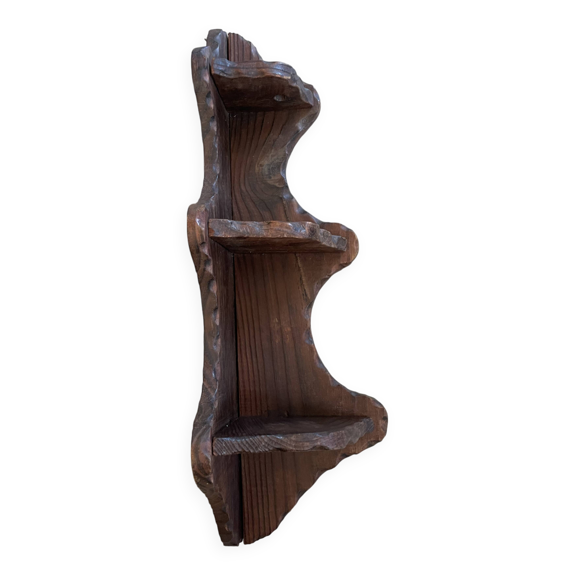 Etagère d'angle en bois ancienne