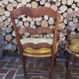 Pair of Provençal-style armchairs seaters in straw