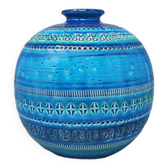 Vase magnifique des années 1960 par Aldo Londi pour Bitossi « Blue Rimini Collection »