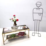 Rectangular Brass Coffee Table with Mirrored Glass Edges, Italy