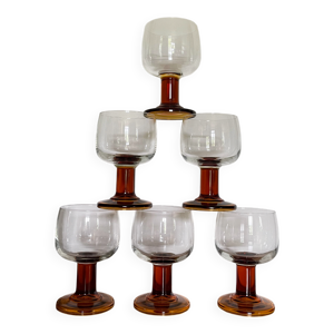 6 verres pieds bloc ambre