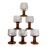 6 verres pieds bloc ambre 70’