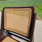 Lot de 2 chaises pliantes en bois et cannage