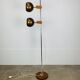 Eyeball floor lamp by Temde Leuchten, copper metal, teak and chrome, 70s.