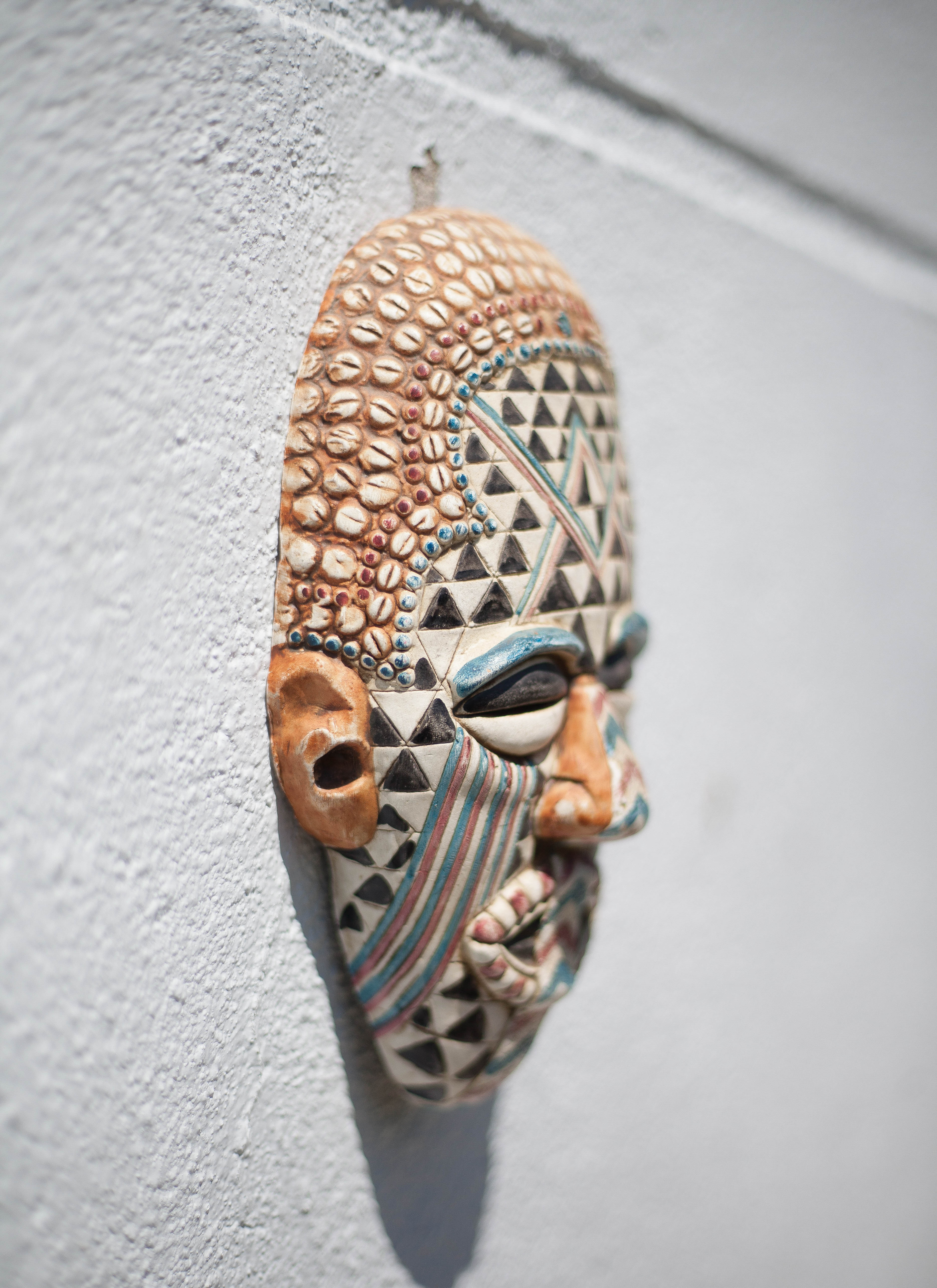Kuba African ceramic mask, pottery, wall decoration, collection, 50/60's