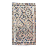 Tapis Kilim anatolien 5x9, tissé à la main en laine, détails bleus, 154x275 cm