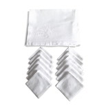 Embroidered tablecloth and 12 towels