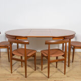 Mid-century teak dining table & chairs by Hans Olsen for Frem Røjle, Denmark, 1960s, set of 5