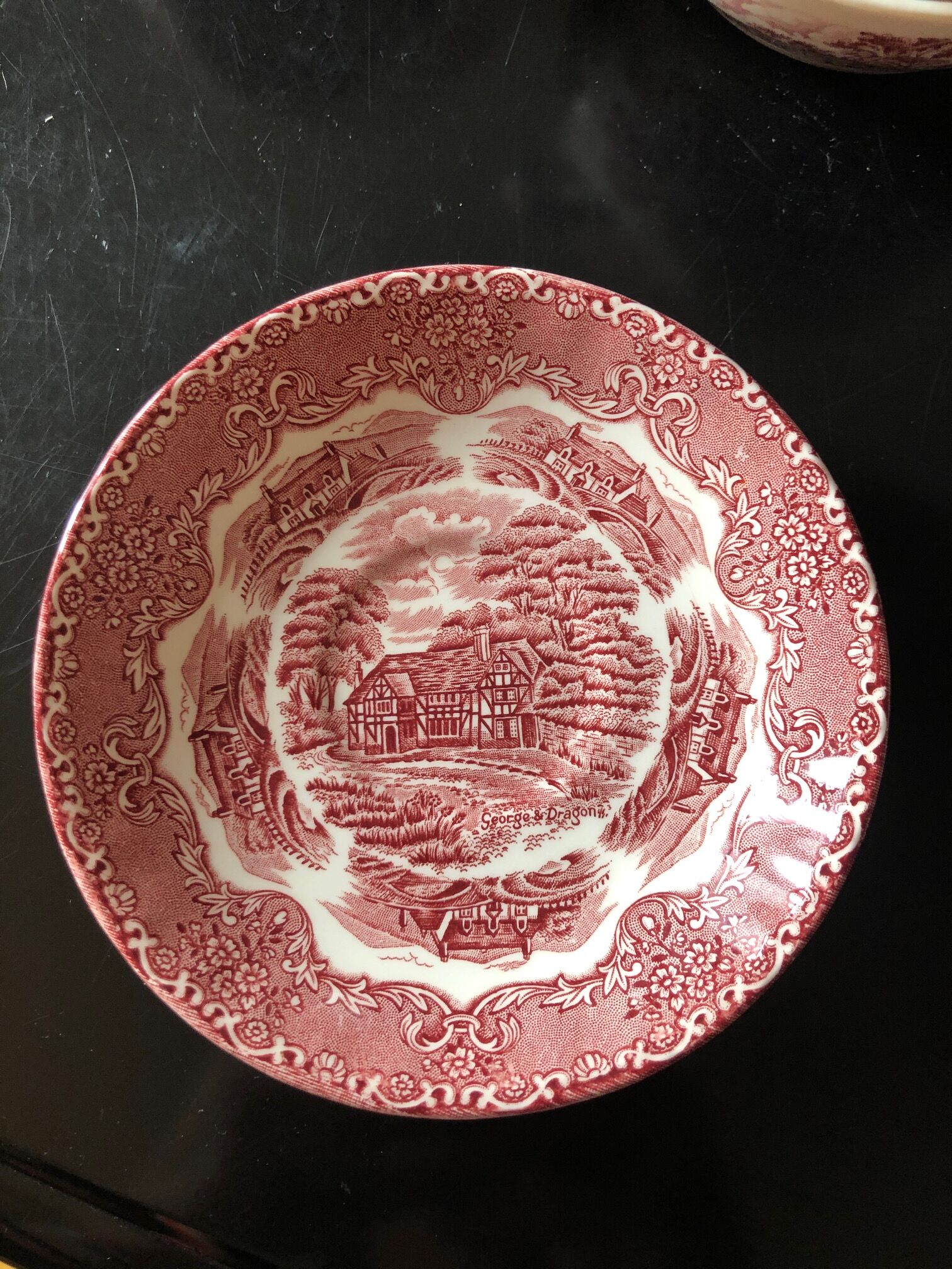 English tea service in pink faience