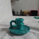 Green vintage ceramic candle holder
