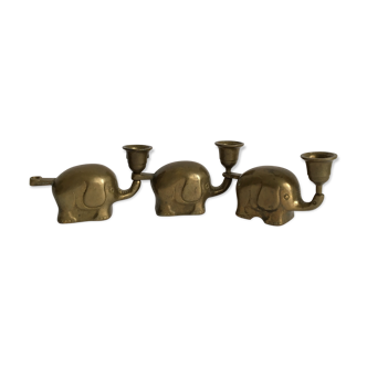 Set of 3 Brass Elephants Figure, 1950s