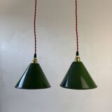 Set of 2 green conical workshop suspensions