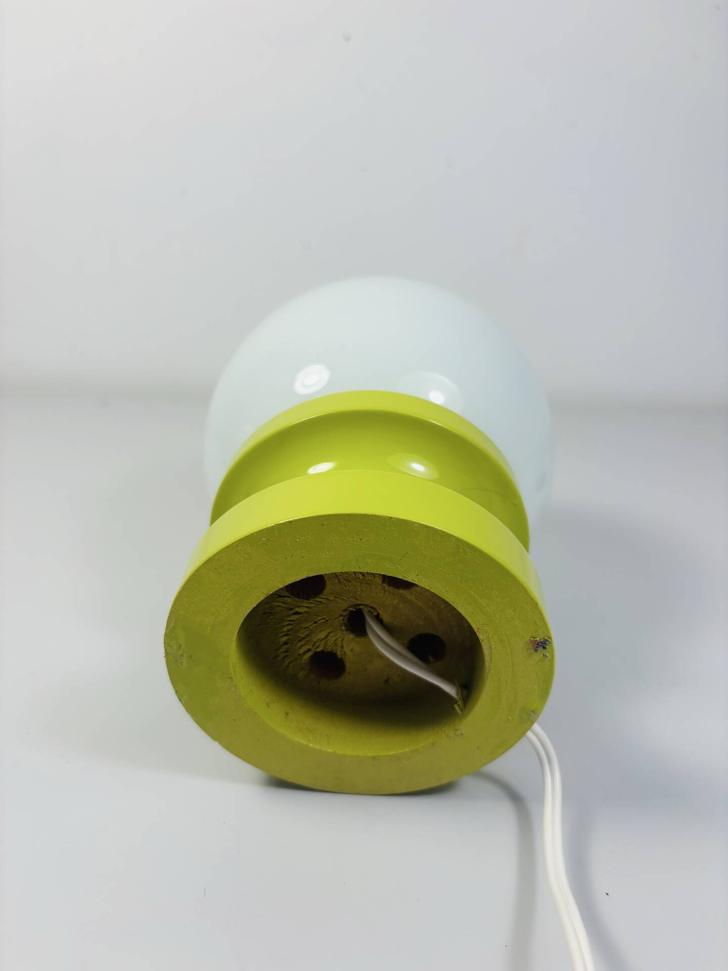 Lot of 2 Oval Table Lamps Wood Space Age Vintage 70s Italy