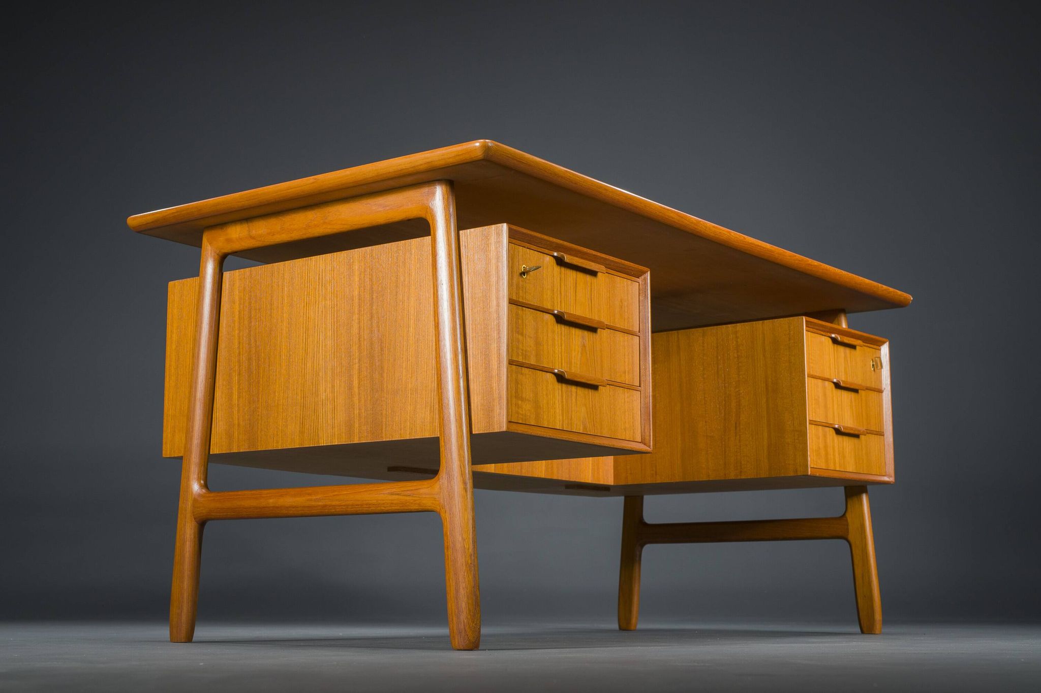 Model 75 Teak Desk by Gunni Omann for Omann Jun Furniture Factory, 1960s